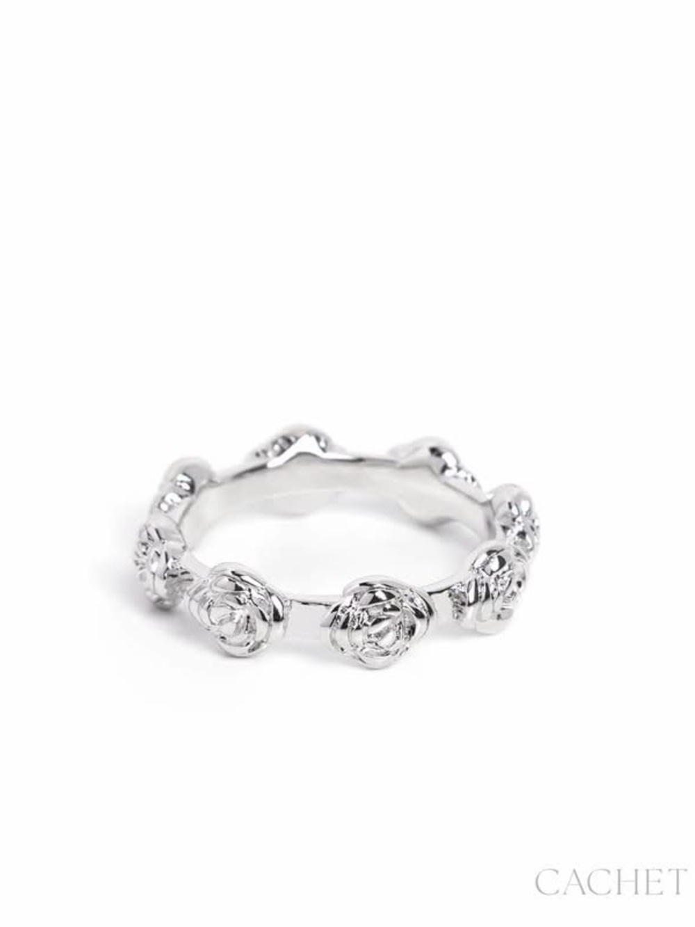 Cachet Silver Rose Motif Stackable Ring